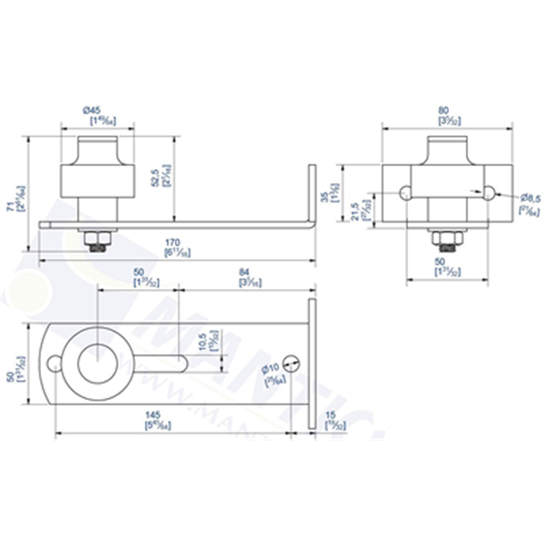 Guide à visser réglable avec 1 olive zytel diamètre 45 mm