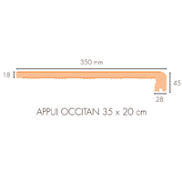 Appui de fenêtre Occitan Terreal AP11 en terre cuite lisse - Rouge - 350 MM x 200 MM x 45 MM - épaisseur 18 MM