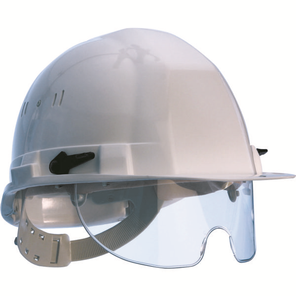Casque de chantier Visiocéanic 2 en PE HD anti-UV avec lunette escamotable anti-choc - blancTaliaplast 564511