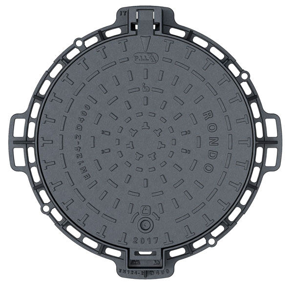 Regard de visite en fonte D400 Rondo avec marquage Eaux Usées - articulé et verrouillé - ∅850 mm passage utile ∅600 mm