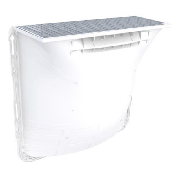 Cour anglaise en polypropylène - 1250 x 1000 x 400 mm - grille caillebotis maille 30 x 30 mm - accessible piéton