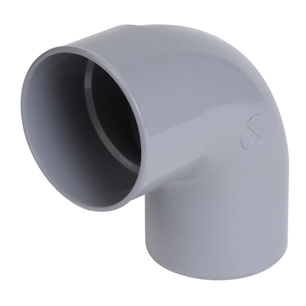 Coude PVC Nicoll - Angle 87°30 - À coller - Mâle-femelle - Diamètre Ø 40 mm - Gris