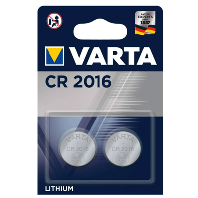 Pile électronique bouton Varta CR2016 - Lot de 2 piles