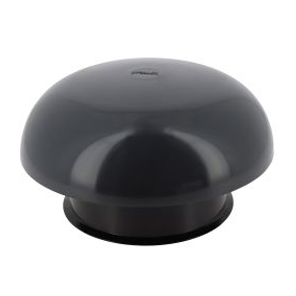 Chapeau de ventilation rond Nicoll - Diamètre 204 mm - Sortie 125 mm - Sans moustiquaire - PVC anti-UV - Gris anthracite