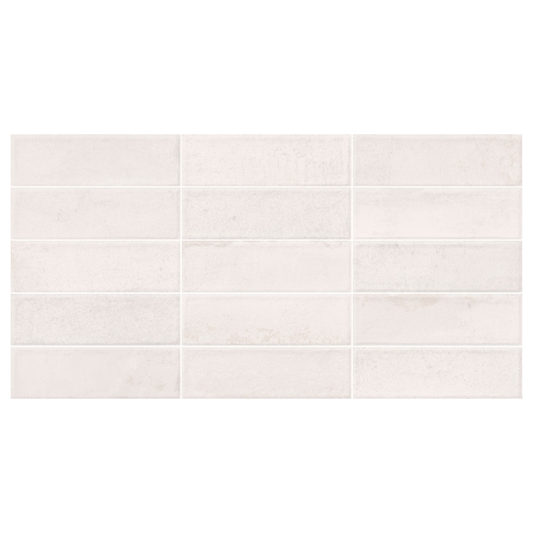 Carrelage mural salle de bain et cuisine - Onyar relief R6 brillant - 31,6 x 60 cm - ép. 9,5 mm - Blanc