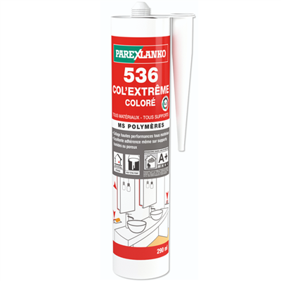 Mastic colle MS polymère 536 Col'extrême collage et calfeutrage Blanc 290 ml