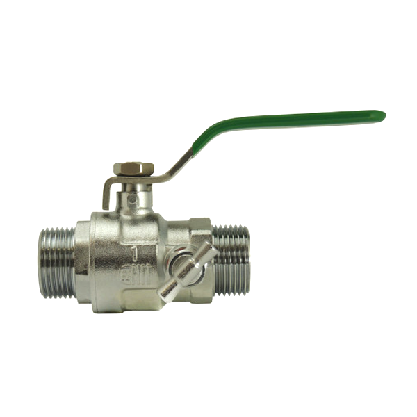 Vanne sphérique à purge avec poignée plate double mâle MM 3/4" (20x27) Noyon et Thiebault - Arrêt 1/4 de tour