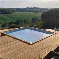 Lame de terrasse bois en Pin du Nord striée - Nuséo - Traité classe 4 marron - 145 MM x 27,00 MM - Longueur 5,40 M