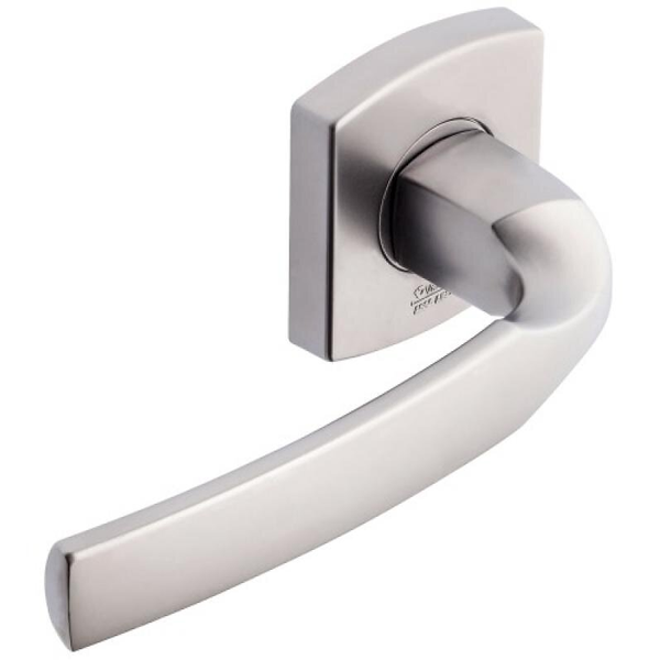 Poignée de porte à bec de cane sur rosace Vachette Artis - chrome velours - béquille double de carré 7 mm