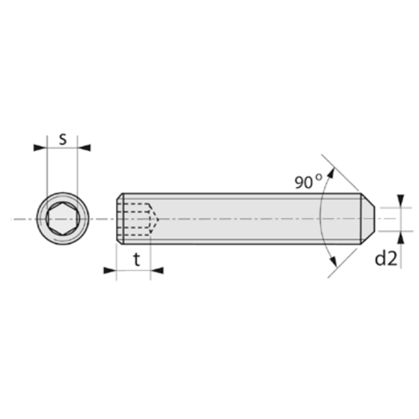 Vis sans tête à bout plat - empreinte six pans creux STHC - acier brut - DIN 913 - M10 x 25 mm - boîte de 100