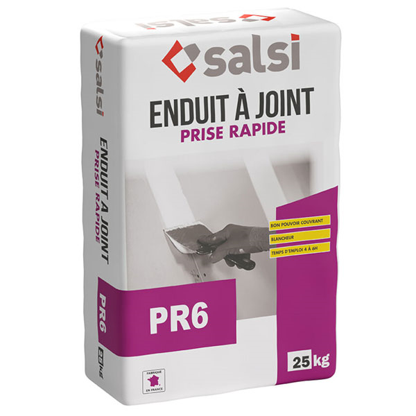 Enduit à joint blanc - prise rapide 4 à 6h - PR6 Salsi -  Sac de 25 kg