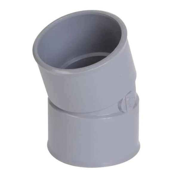 Coude 20° à coller pour évacuation des eaux - Raccord femelle-femelle - Diamètre Ø 50 mm - PVC - Gris