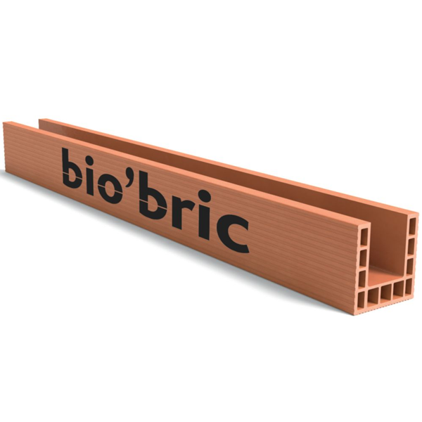 Linteau monobloc de grande longueur Biobric en terre cuite - 210 MM x 200 MM - longueur 80 CM