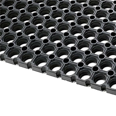 Tapis caillebotis IDS en caoutchouc noir 40 x 60 cm épaisseur 14 mm