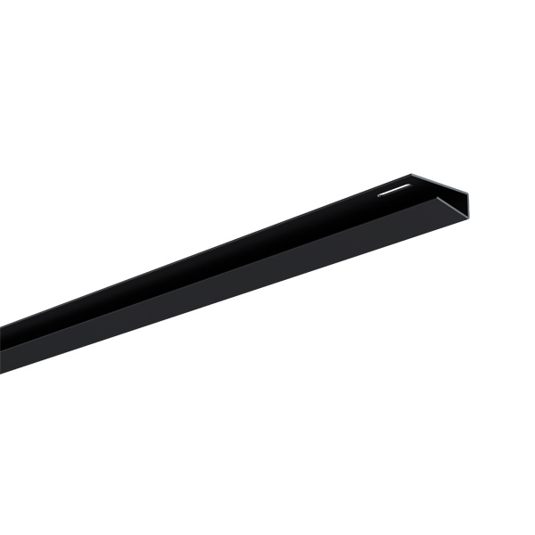 Profil U PVC petite finition côté pour lambris de sous toiture - pose horizontale - Noir - Longueur 4,00 M