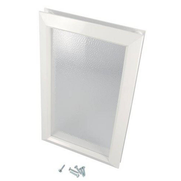 Hublot de porte rectangulaire en PVC blanc - 203MI Nicoll - dimensions ext. 380 x 225 mm