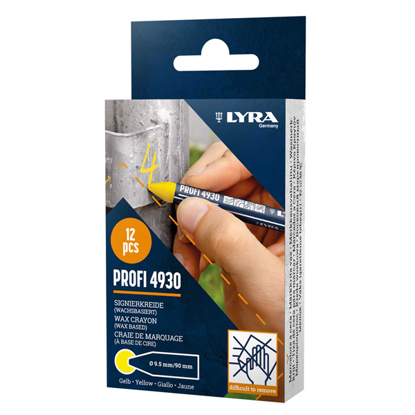 Crayon de marquage jaune pour toutes surfaces - Profi 4930 Lyra