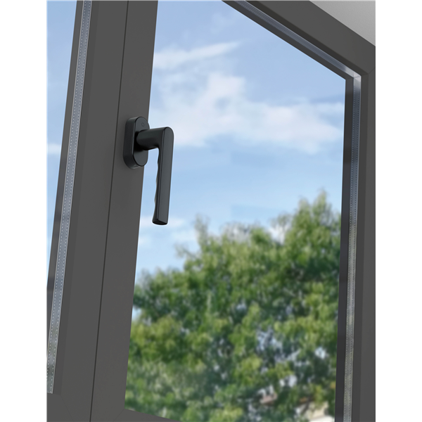 Poignée de fenêtre oscillo-battante Hamburg Hoppe en aluminium carré de 7 mm finition noir mat