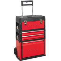 Servante mobile KS Tools bi-matière avec une boîte à outils amovible, 2 tiroirs et un bac grande capacité