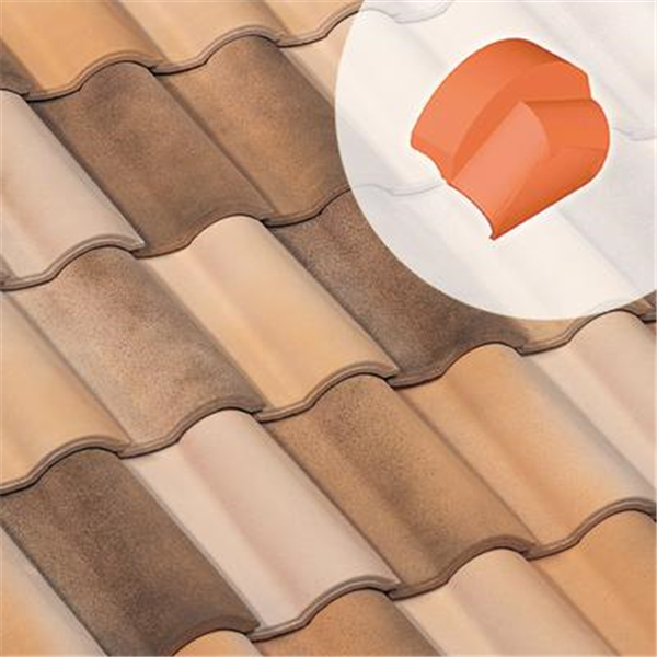 Fronton de rive ronde Gallo Romane en terre cuite - 310 x 290 mm ép.75 mm - Valmagne beige