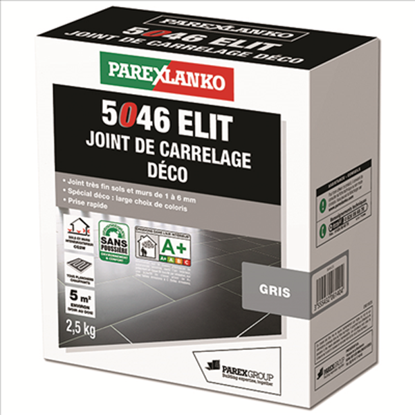 Joint de carrelage déco - 5046 Elit - sol et mur joints de 1 à 6 mm - Gris Sac de 2,5 KG
