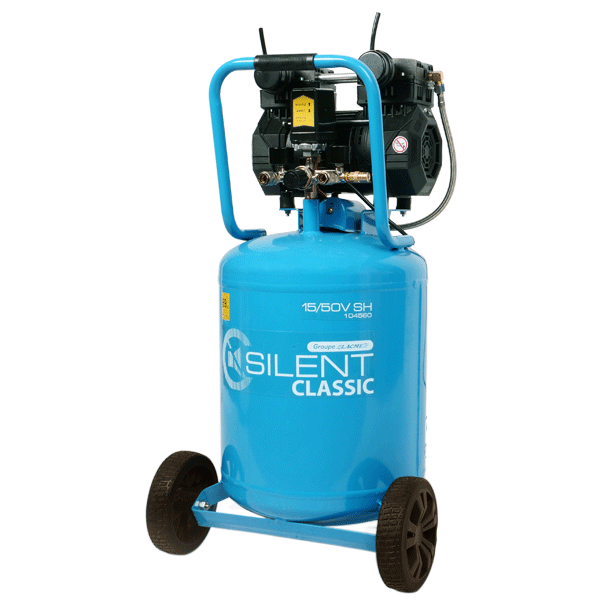 Compresseur d'air silencieux 69 dB(A) - Lacme SILENT Classic 15/50V SH - cuve verticale de 50 litres - débit 15,2 m³/h