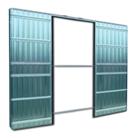 Système à galandage pour porte coulissante double ventail - caisson pour plaque de plâtre - Scrignotech - porte de 203 CM x 140 CM - cloison finie 100 mm