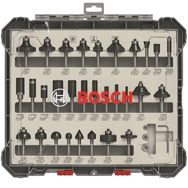 Fraise mixte Bosch queue de 6 mm en coffret complet de 30 outils