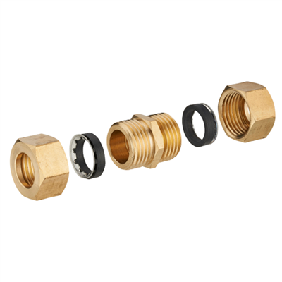 Raccord jonction égal joint mixte pour tube en cuivre - Diamètre 10 mm - À visser - Laiton