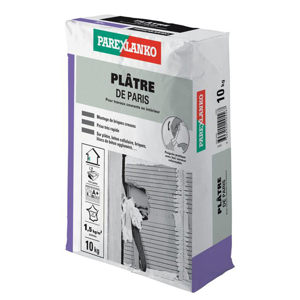 Plâtre de Paris pour travaux de finition intérieurs - Parexlanko - sac de 10,0 KG