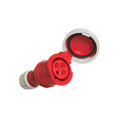 Fiche prolongateur femelle caoutchouc à clapet NF P17 3P+T 16A 415V