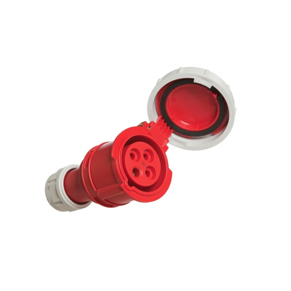 Fiche prolongateur femelle caoutchouc à clapet NF P17 3P+T 16A 415V