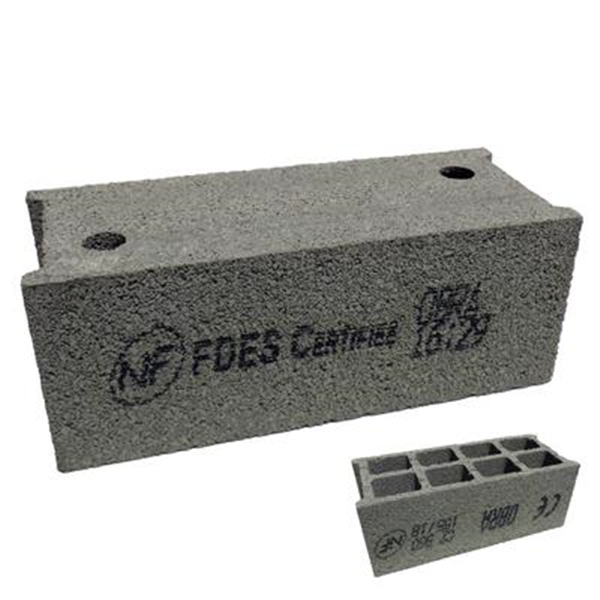 Bloc béton creux retourné 500 x 200 x 200 mm - B60 - 3 parois 8 trous CE NF
