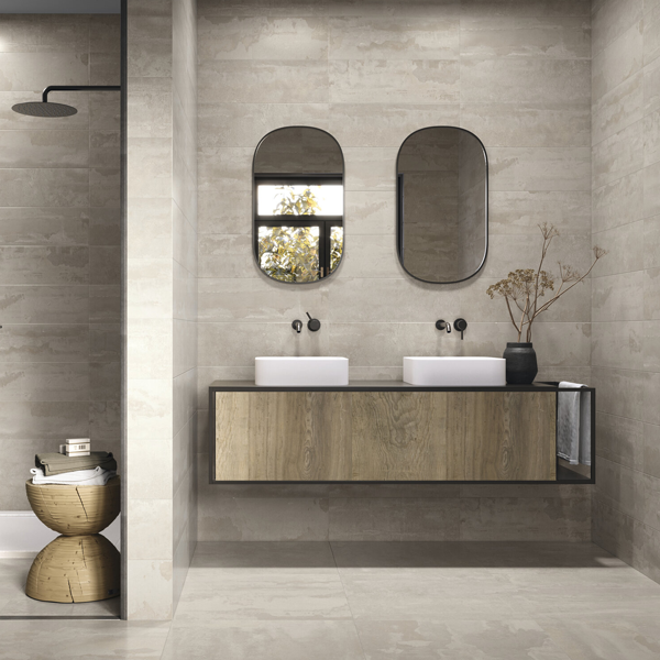 Faïence murale effet ciment Rambla - 20,0 CM x 60,0 CM - ép. 8,00 MM - coloris Taupe mat