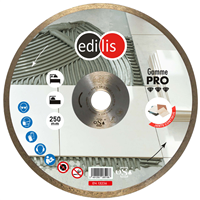 Disque diamant à jante continue pour carreleur Ø 250 mm - JC Edilis - Céramique, faïence et carrelage - Alésage 25,4 mm