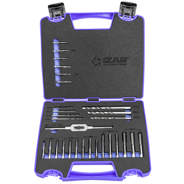 Coffret jeu de tarauds à main métrique de M3 à M12 mm