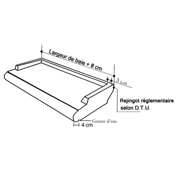 Appui de fenêtre arrondi en pierre reconstituée Monopierre - sable - profondeur 35 CM - longueur 1,08 M