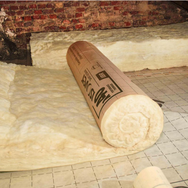 Rouleau laine de verre pour combles perdus et plafonds - IBR Revêtu Kraft Isover - R=8,00 m².K/W - 2,40 M x 1,20 M - ép.320 MM