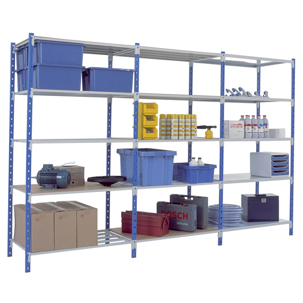 Rayonnage industriel peint à tablettes tubulaires Flip - 5 étagères - 2000 x 1000 x 500 mm