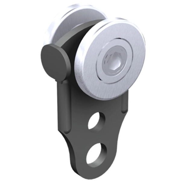 Chariot à 2 galets auto-orientables galets en acier montés sur billes force 10 kg