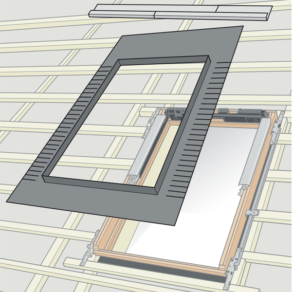 Collerette d'étanchéité à l'eau pour fenêtre de toit en pose encastrée - Velux BFX1000F - 55,0 CM x 78,0 CM