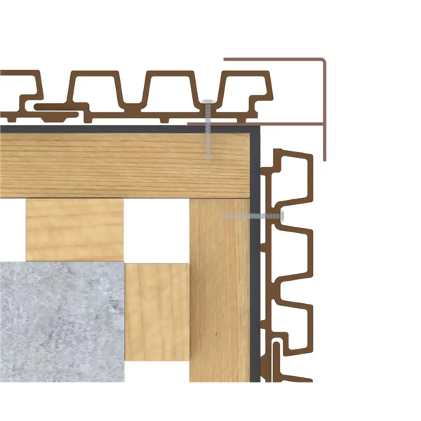 Profil de finition forme F pour angle de bardage Weo - Aluminium - 65 x 80 mm - Longueur 3,00 M - Coloris Teak