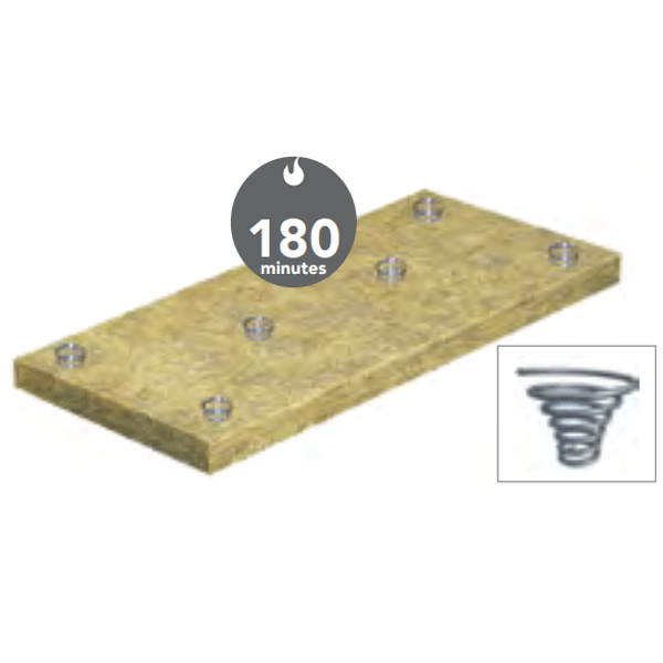 Panneau isolant laine de roche pour fond de coffrage avec 6 fixations - Rockfeu System - R 3,35 m².k/w - 2,40 x 0,60 m - ép. 120 mm