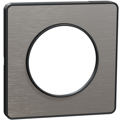 Plaque de finition simple Schneider Odace Touch pour 1 poste encastré - alu brossé liseré anthracite