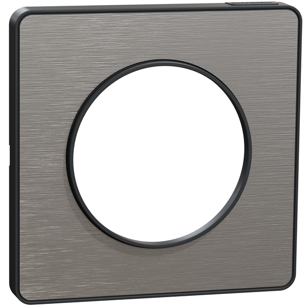 Plaque de finition simple Schneider Odace Touch pour 1 poste encastré - alu brossé liseré anthracite