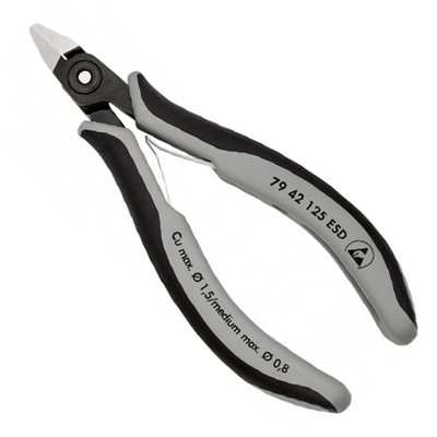 Pince de précision coupante de côté pour l'électronique ESD - Longueur 125 mm - Acier chromé