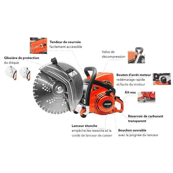 Découpeuse thermique Diam Industries EC741S disque Ø max 350 mm 3,2 kW 73,5 cm³