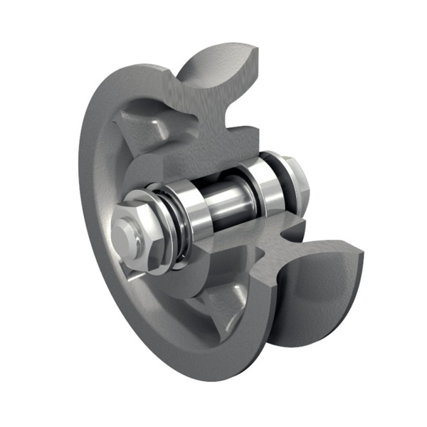 Galet en fonte à gorge ronde - Roulement à billes - Ø Rail 30 mm - Force 250 Kg - Gris anthracite - Lot de 2