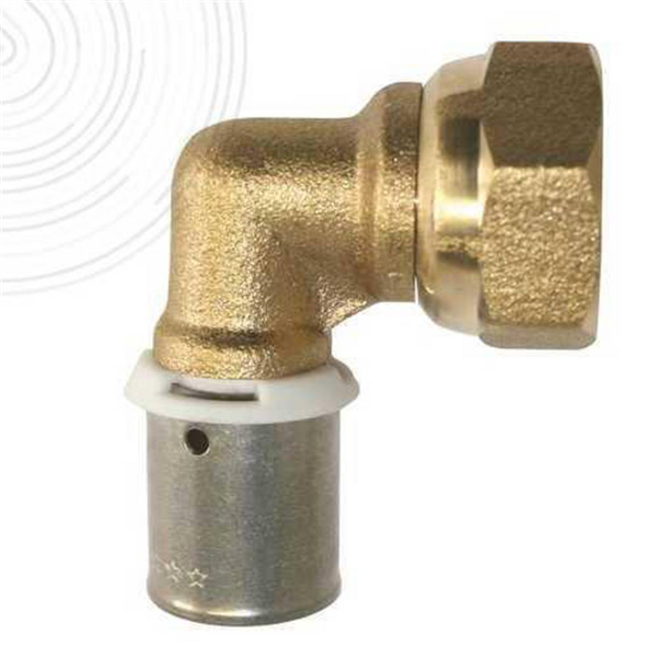 Raccord PER coude à sertir 12 avec écrou tournant 1/2F