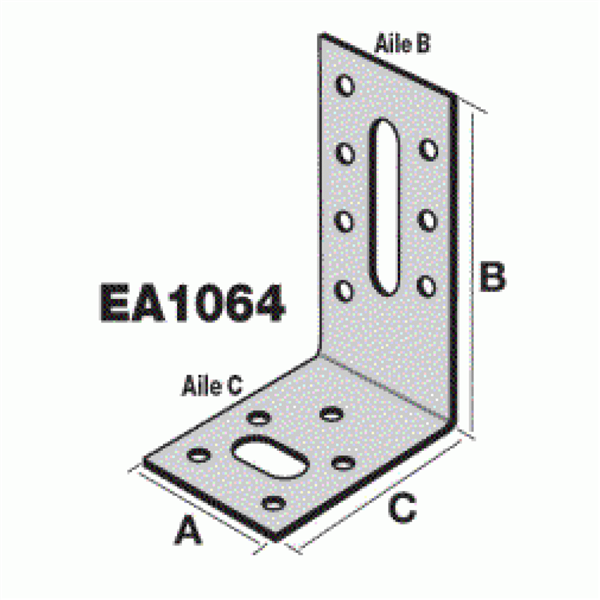 Équerre d'assemblage 40x70x50 mm épaisseur 2 mm